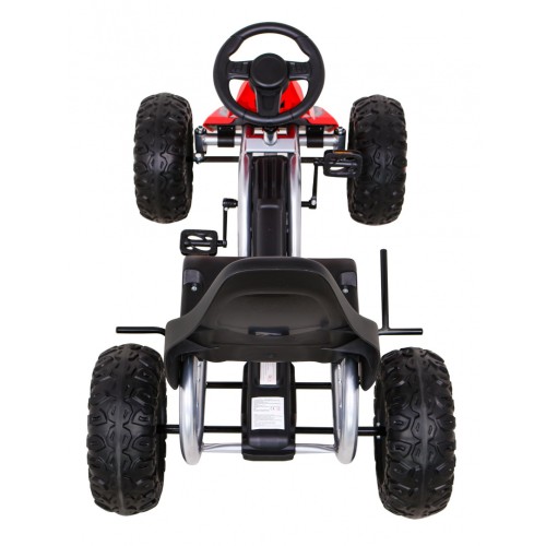 Veľká Motokára na pedále Strong pre deti Červená + Zaťaženie 100 kg + Kolesá EVA + Ručná brzda + Športové sedadlo
