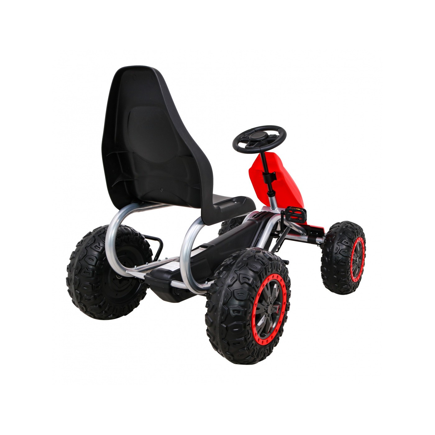 Veľká Motokára na pedále Strong pre deti Červená + Zaťaženie 100 kg + Kolesá EVA + Ručná brzda + Športové sedadlo