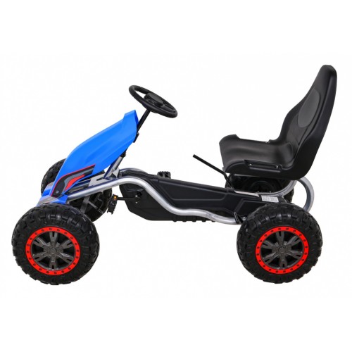 Veľký Gokart Strong na pedále pre deti Modrý + Zaťaženie 100 kg + Kolesá EVA + Ručná brzda + Športové sedadlo