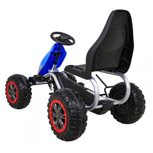 Veľký Gokart Strong na pedále pre deti Modrý + Zaťaženie 100 kg + Kolesá EVA + Ručná brzda + Športové sedadlo