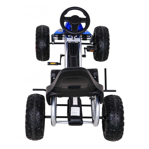 Veľký Gokart Strong na pedále pre deti Modrý + Zaťaženie 100 kg + Kolesá EVA + Ručná brzda + Športové sedadlo
