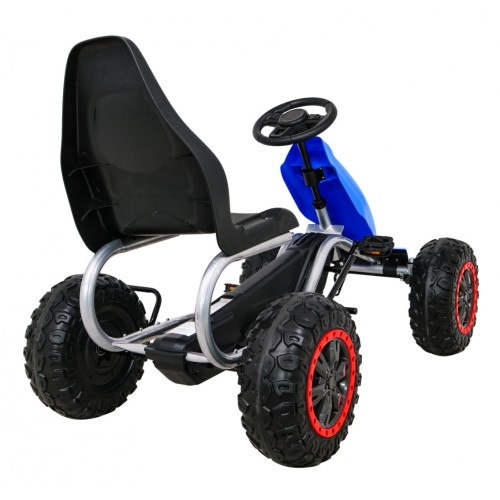 Veľký Gokart Strong na pedále pre deti Modrý + Zaťaženie 100 kg + Kolesá EVA + Ručná brzda + Športové sedadlo
