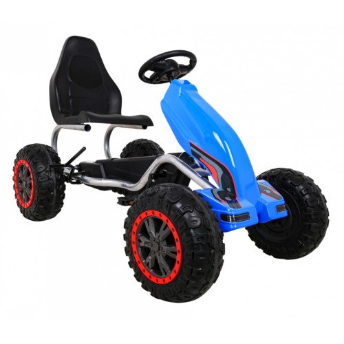 Veľký Gokart Strong na pedále pre deti Modrý + Zaťaženie 100 kg + Kolesá EVA + Ručná brzda + Športové sedadlo