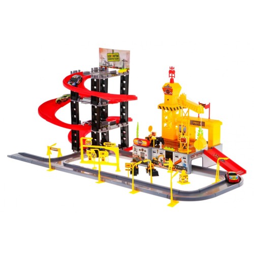 Parkovisko Stavenisko 2v1 pre deti 3+ Interaktívne funkcie + 5 autíčok + 3 stavebné vozidlá + Príslušenstvo