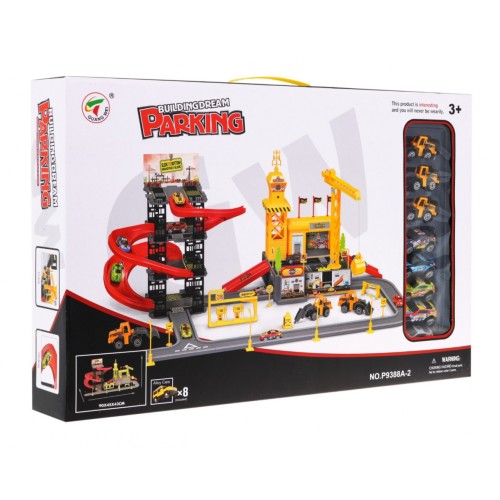 Parkovisko Stavenisko 2v1 pre deti 3+ Interaktívne funkcie + 5 autíčok + 3 stavebné vozidlá + Príslušenstvo