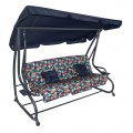 copy of Rodinná Hojdačka záhradná s Strechou Zelený vzor + Textilínia 2x1 + Nastaviteľné sedadlo + Matrac + 2 Držiaky na nápoje