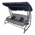 copy of Rodinná Hojdačka záhradná s Strechou Zelený vzor + Textilínia 2x1 + Nastaviteľné sedadlo + Matrac + 2 Držiaky na nápoje