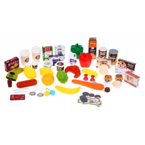 Veľký Supermarket pre deti 3+ Interaktívna sada 65 ks. + Pokladňa + Skener + Vozík + Príslušenstvo