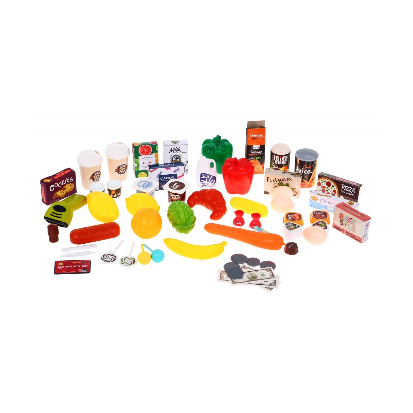 Veľký Supermarket pre deti 3+ Interaktívna sada 65 ks. + Pokladňa + Skener + Vozík + Príslušenstvo