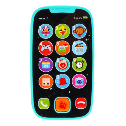 Interaktívny smartfón pre deti 12m+ modrý Zvuky Svetlá 15 tlačidiel