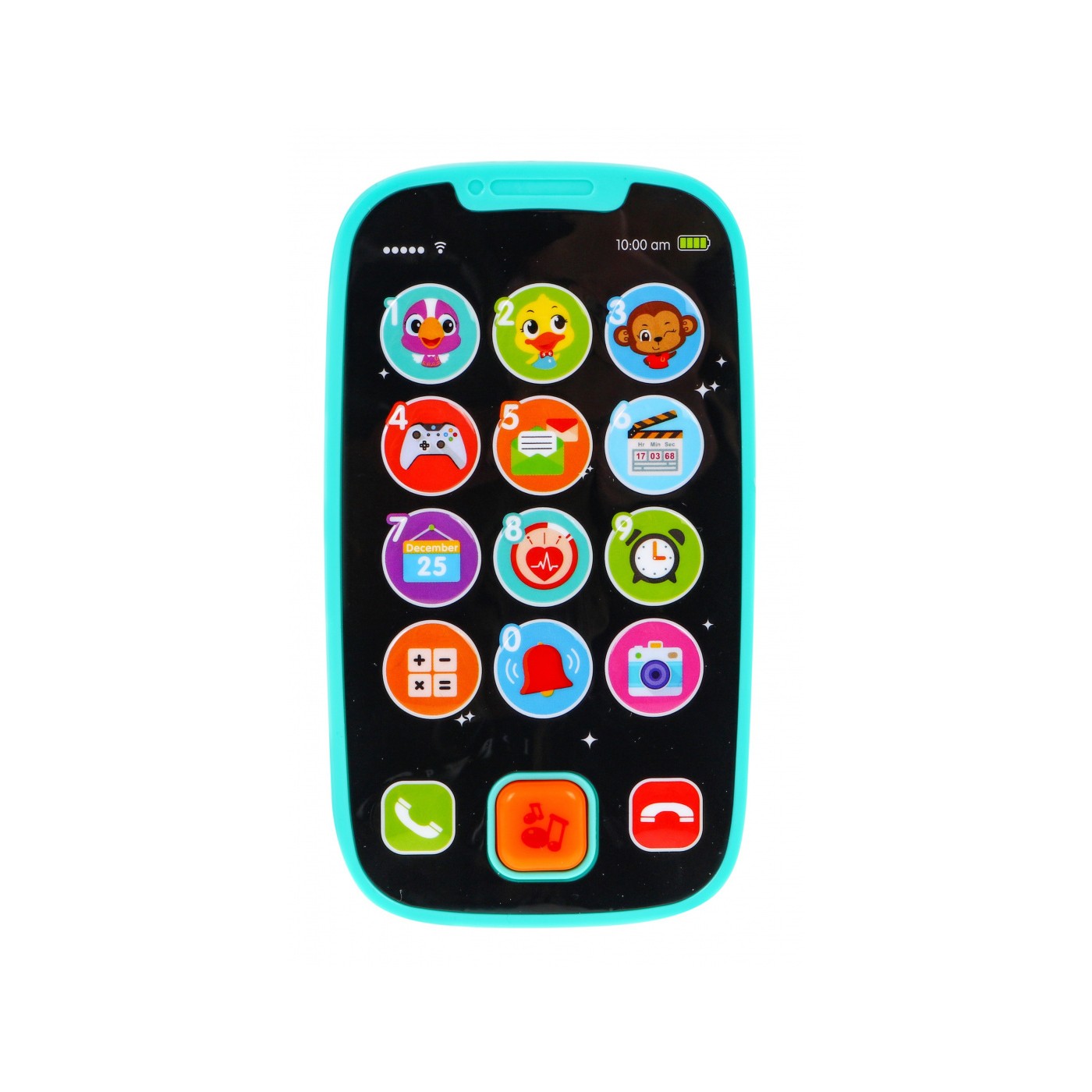 Interaktívny smartfón pre deti 12m+ modrý Zvuky Svetlá 15 tlačidiel