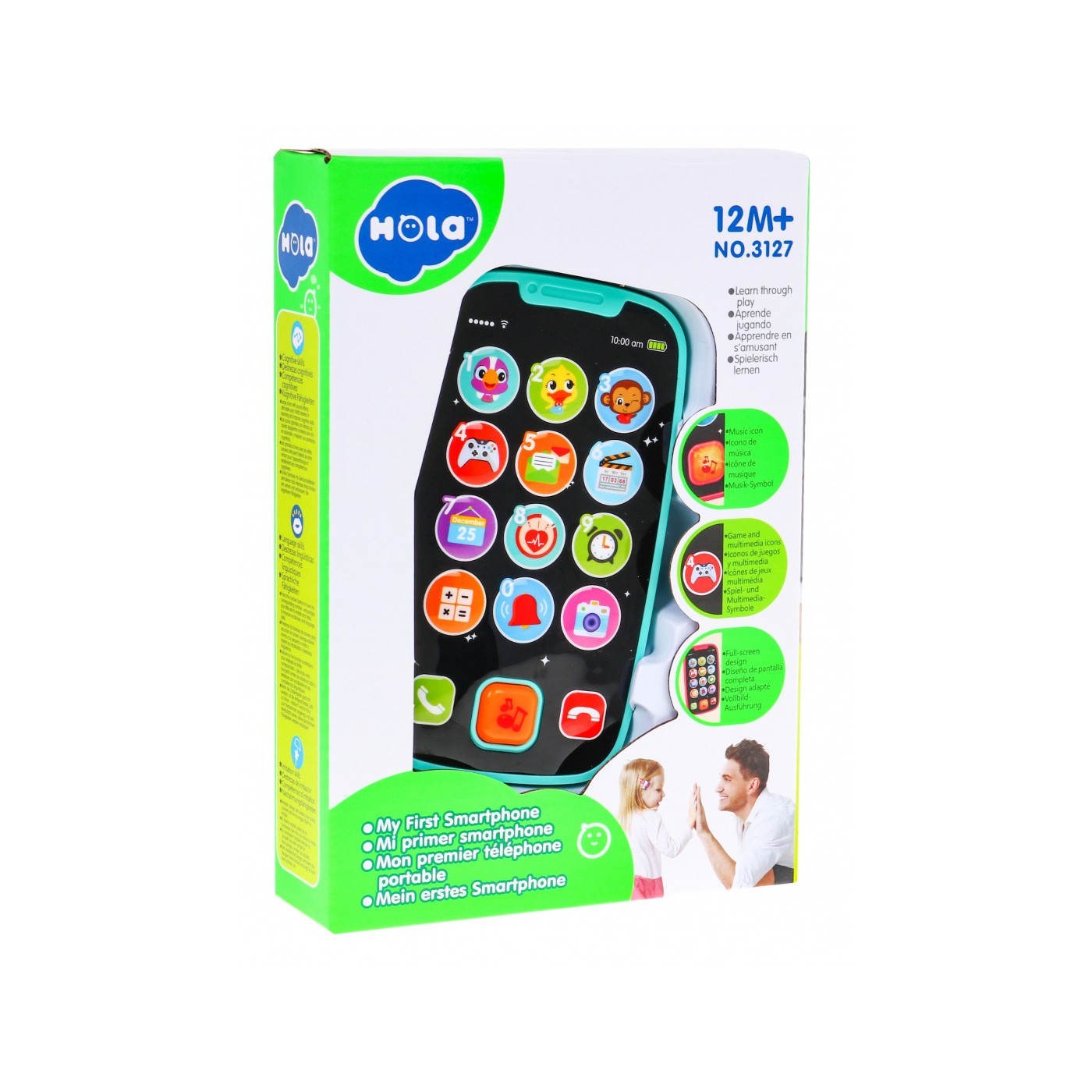 Interaktívny smartfón pre deti 12m+ modrý Zvuky Svetlá 15 tlačidiel