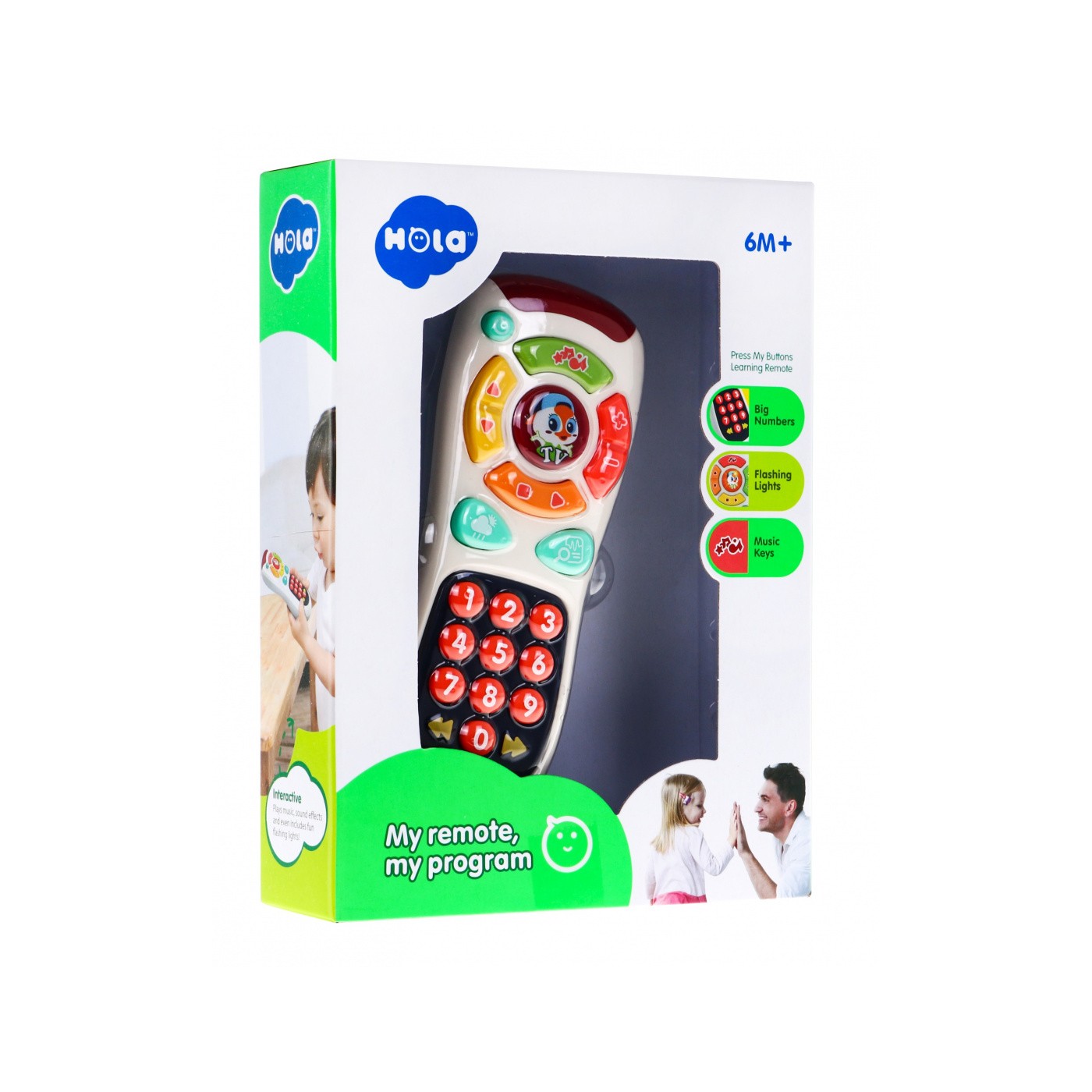 Farebný diaľkový ovládač TV pre deti 6m+ Interaktívne funkcie Zvuky + Svetlá