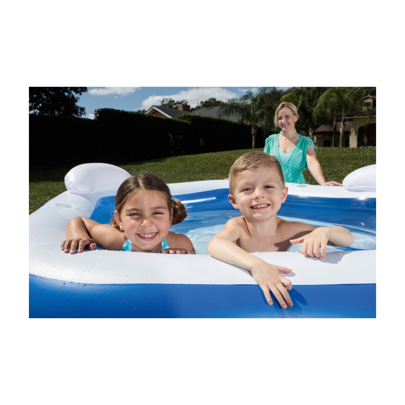 Nafukovací Bazén pre rodinu 213x206cm BESTWAY + 2 Sedadlá + 2 Vankúše + 2 Držiaky na nápoje