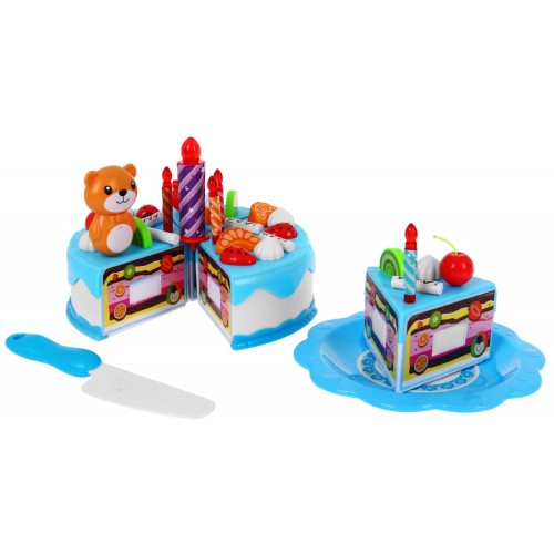 Sada na organizáciu Osláv pre deti 3+ modrá Torta + Sladkosti + Interaktívna sviečka + Príslušenstvo 80 ks.