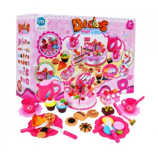 Sada na organizáciu Osláv pre deti 3+ ružová Torta + Sladkosti + Interaktívna sviečka + Príslušenstvo 80 ks.