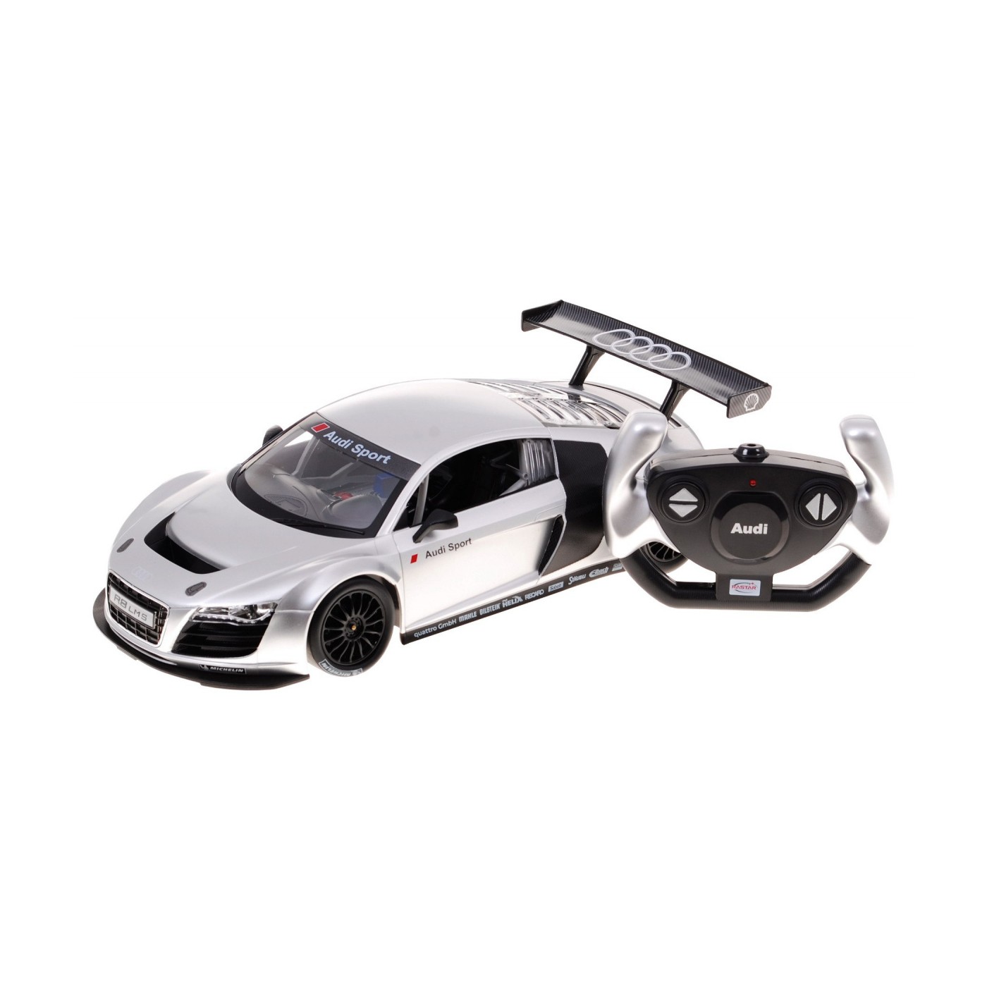 Autíčko R C Audi R8 Strieborné 1 14 RASTAR