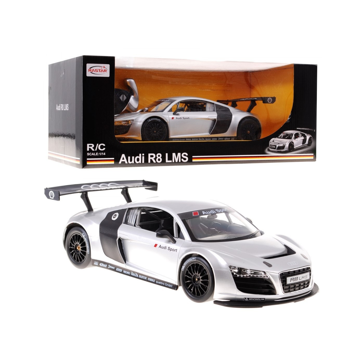 Autíčko R C Audi R8 Strieborné 1 14 RASTAR
