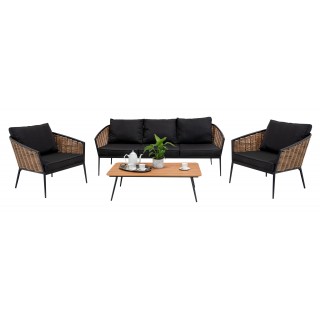 copy of Sada záhradného nábytku 6v1 Technorattan Sivý + Gauč + Vysoký stôl + 2 Kreslá + 2 Pufy + 12 Vankúšov