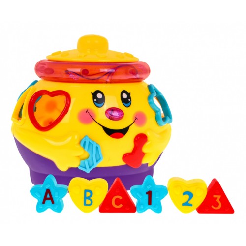 Tancujúci hrniec s vekom 2v1 pre deti 18m+ Tvarový triedič + Interaktívne funkcie