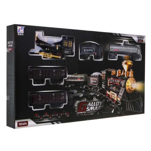 Vláčik s funkciou Dymu pre deti 5+ Dlhá trať + Retro lokomotíva + 4 vagóny