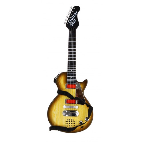Elektrická Gitara pre deti 3+ imitácia dreva + Slúchadlá s mikrofónom + Zvuky Svetlá