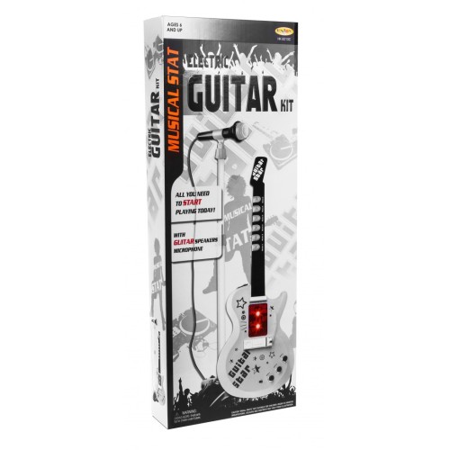 Elektrická gitara + Mikrofón pre deti 6+ Hudobný nástroj Zvuky + Svetlá