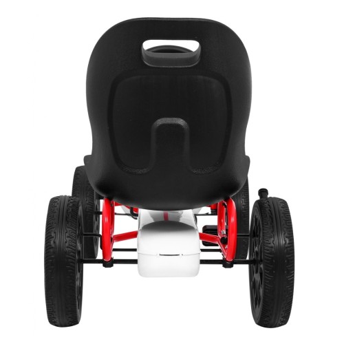 Motokára ABARTH na pedále pre deti Biela + Kolesá EVA + Ručná brzda + Voľný chod