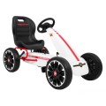 Motokára ABARTH na pedále pre deti Biela + Kolesá EVA + Ručná brzda + Voľný chod
