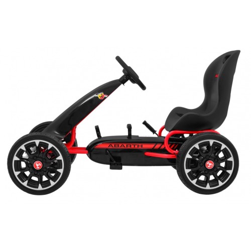 Motokára ABARTH na pedále pre deti Čierna + Kolesá EVA + Ručná brzda + Voľný chod