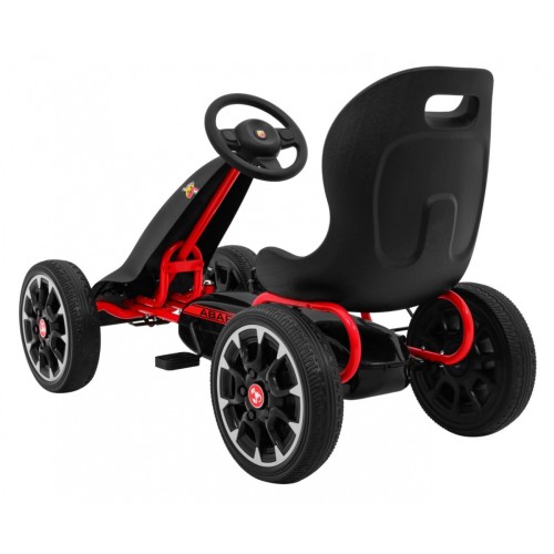 Motokára ABARTH na pedále pre deti Čierna + Kolesá EVA + Ručná brzda + Voľný chod