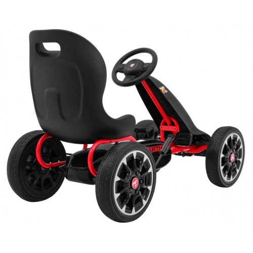 Motokára ABARTH na pedále pre deti Čierna + Kolesá EVA + Ručná brzda + Voľný chod