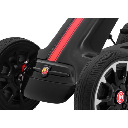 Motokára ABARTH na pedále pre deti Čierna + Kolesá EVA + Ručná brzda + Voľný chod