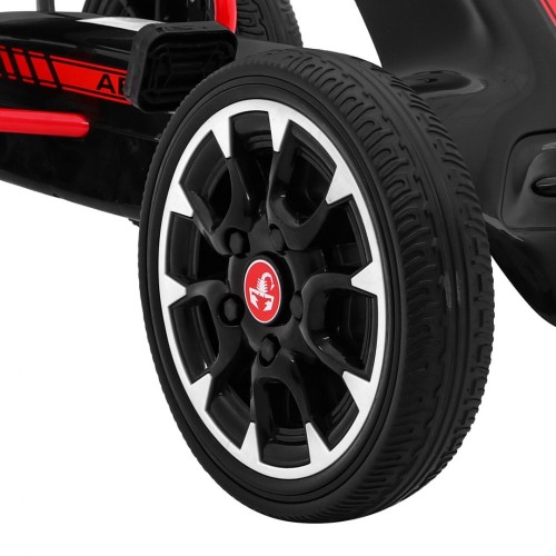 Motokára ABARTH na pedále pre deti Čierna + Kolesá EVA + Ručná brzda + Voľný chod