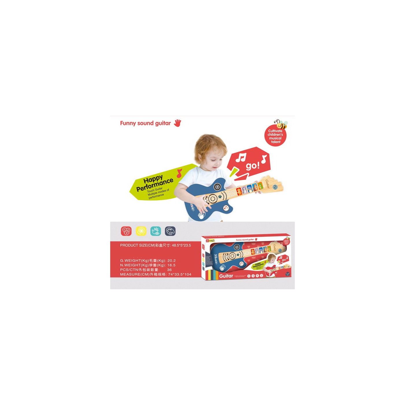 Gitara pre najmenších s funkciou svetla