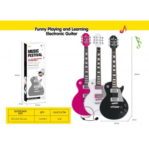 Set gitara + mikrofón v čiernej farbe