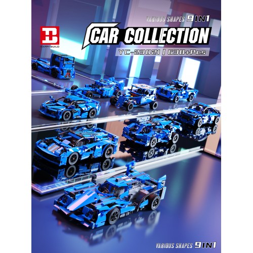 Sada blokov vozidiel 638 kusov. Modrá