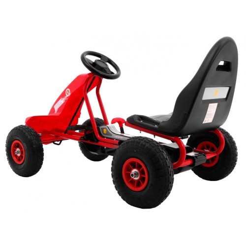Motokára Champion na pedále pre deti 3+ Červený + Nafukovacie pneumatiky + Regulovateľné sedadlo + Ručná brzda