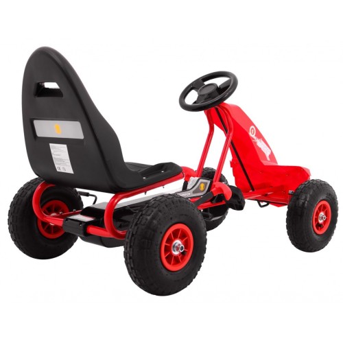 Motokára Champion na pedále pre deti 3+ Červený + Nafukovacie pneumatiky + Regulovateľné sedadlo + Ručná brzda