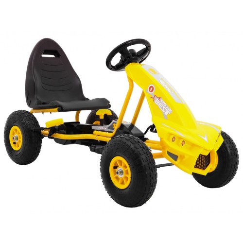 Motokára Champion na pedále pre deti 3+ Žltá + Nafukovacie pneumatiky + Regulovateľné sedadlo + Ručná brzda