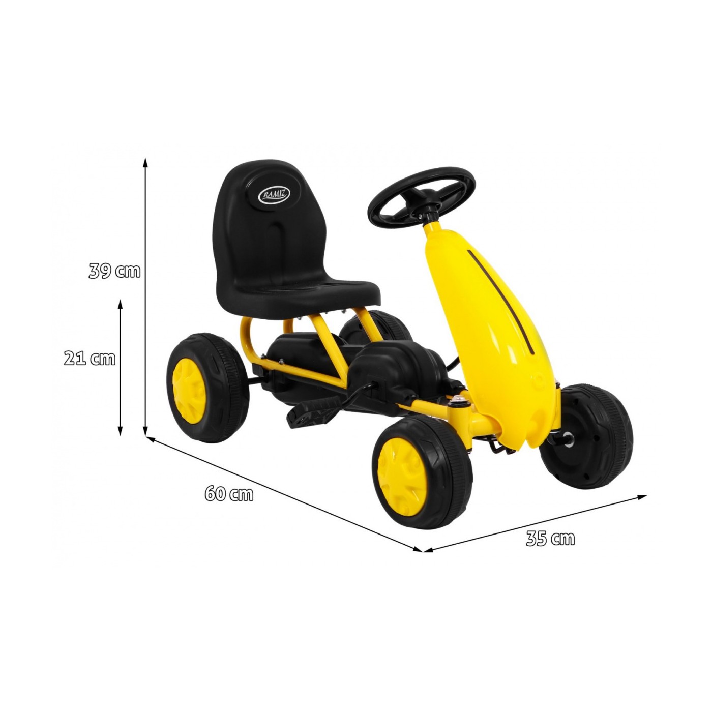 Prvá motokára na pedále pre najmladších Žltá + Pohon reťazou + Kolesá s gumou