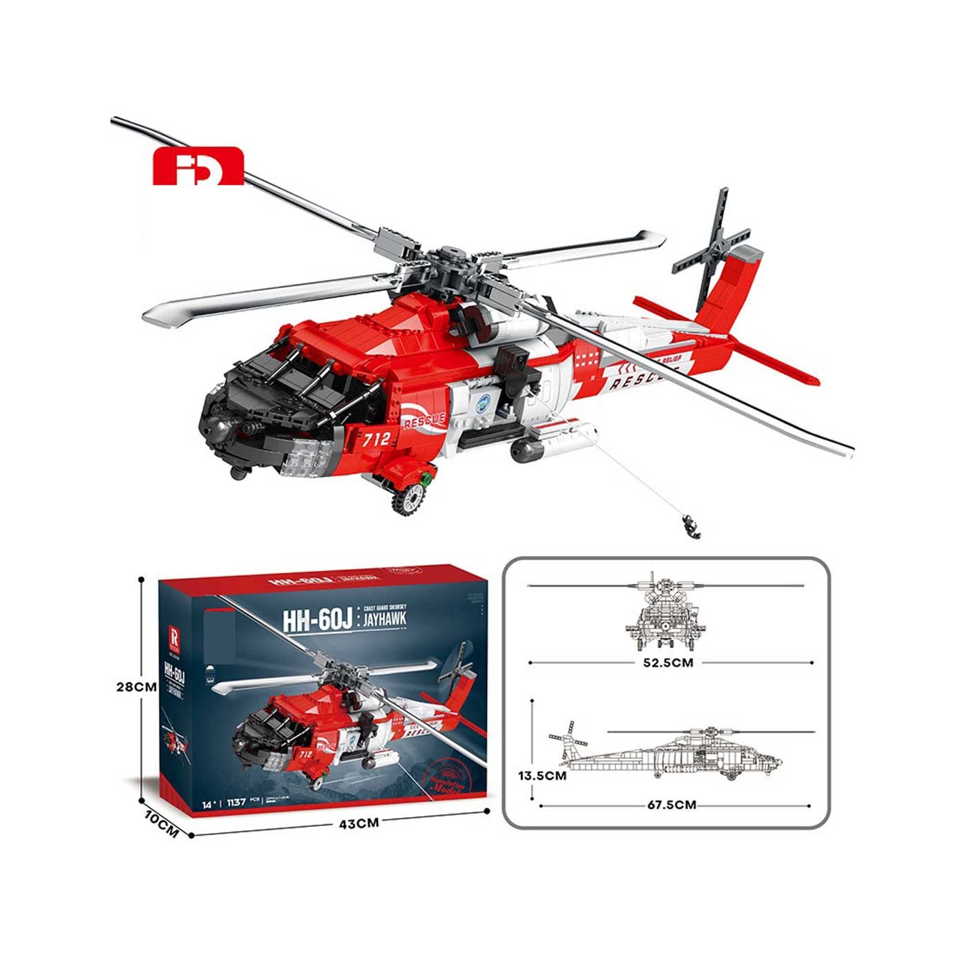 Sada blokov vrtuľníka HH-60J 1137 ks.