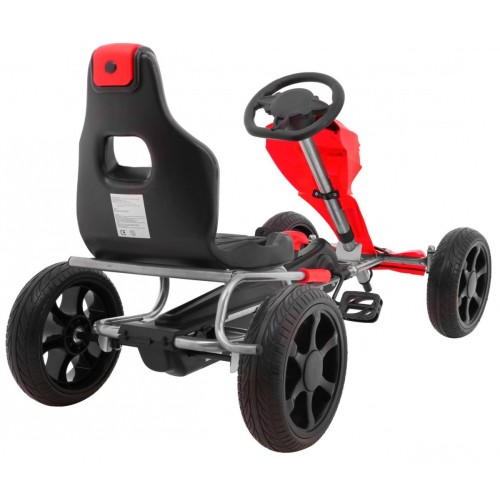 Motokára Grand Ride na pedále pre deti 3+Červená + Kolesá EVA + Regulácia sedadla + Ručná brzda