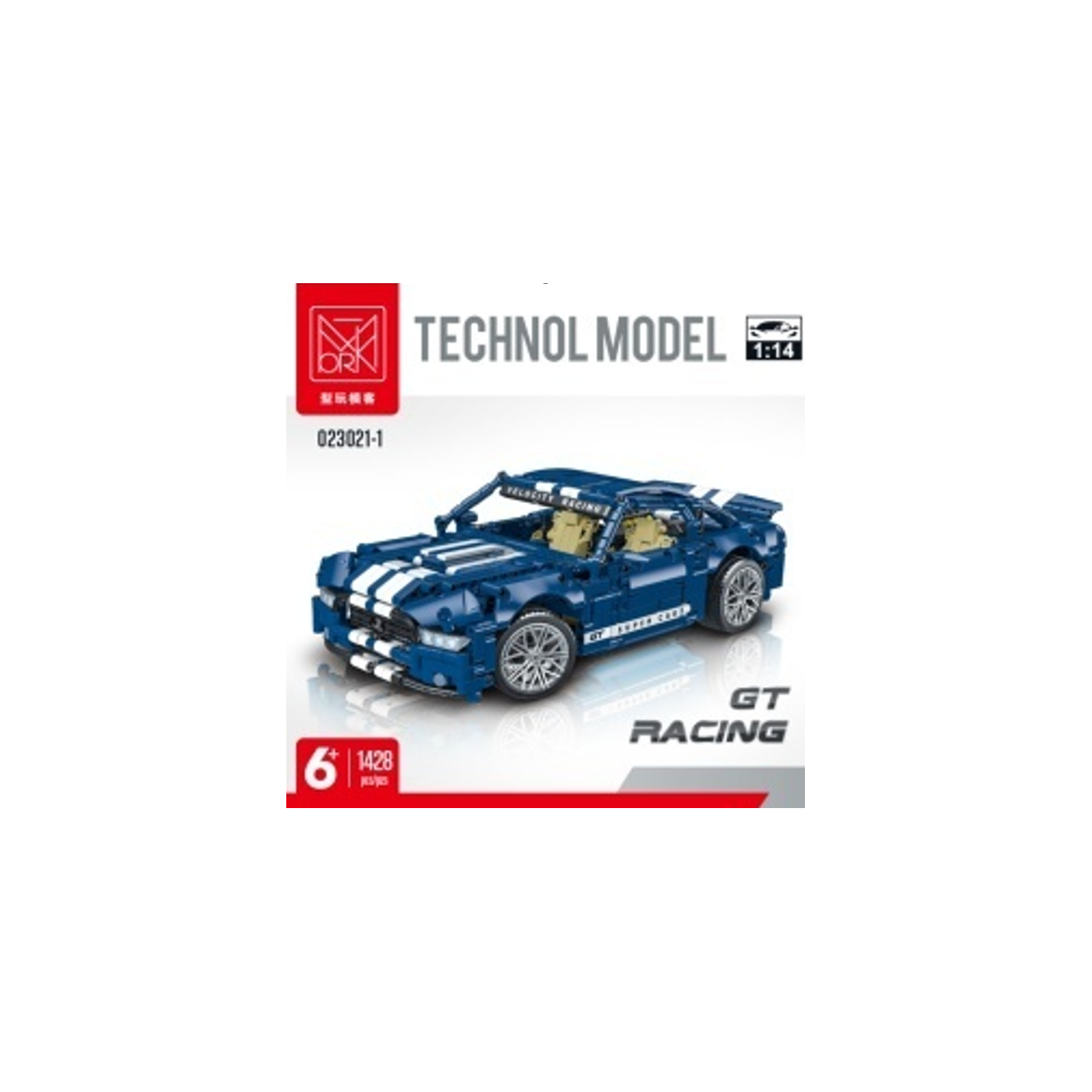 Sada blokov do modrého športového auta 1428 ks.
