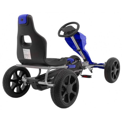 Motokára Grand Ride na pedále pre deti 3+Modrá + Kolesá EVA + Regulácia sedadla + Ručná brzda