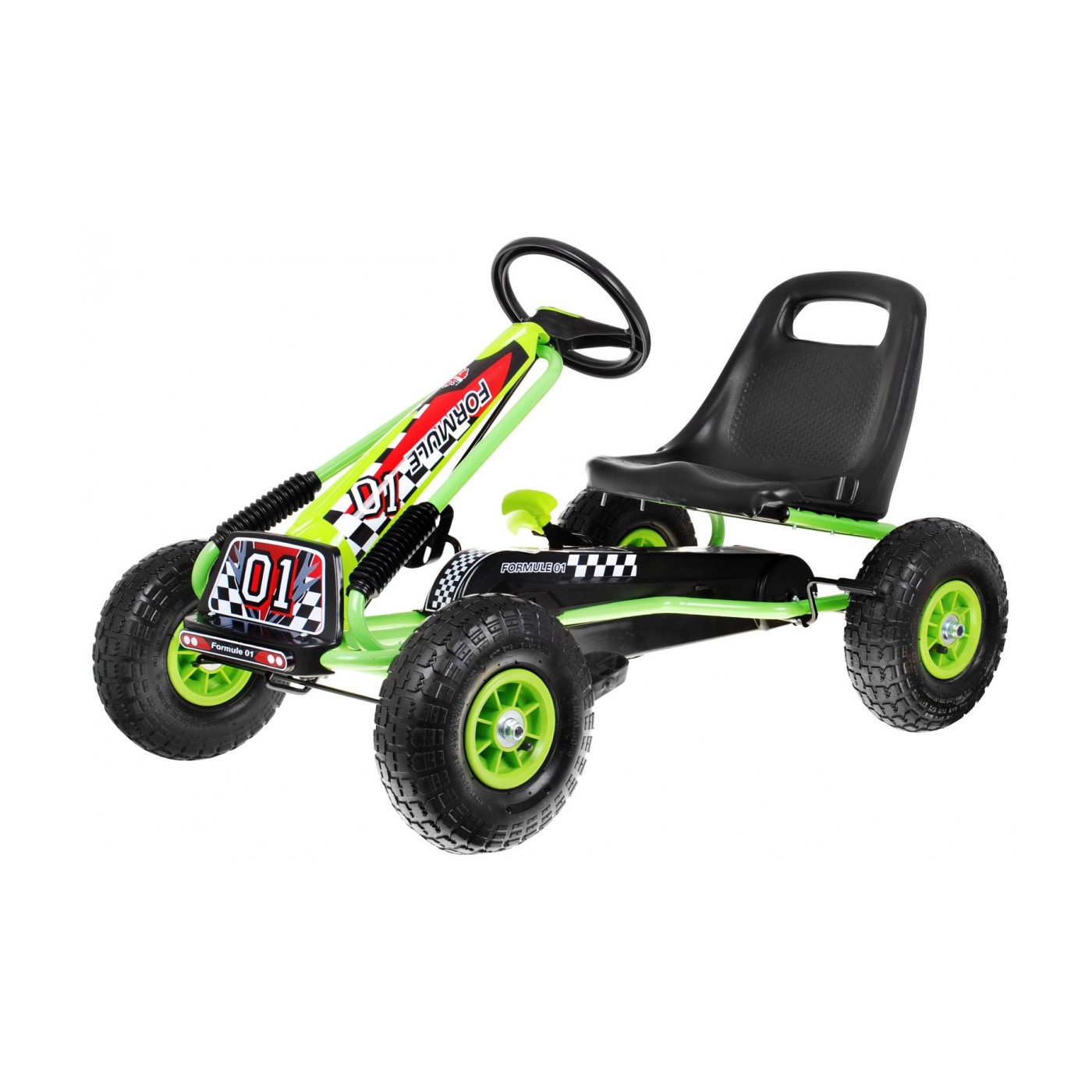 Motokára Air na pedále pre deti 3+ Zelená + Nafukovacie pneumatiky + Regulovateľné sedadlo