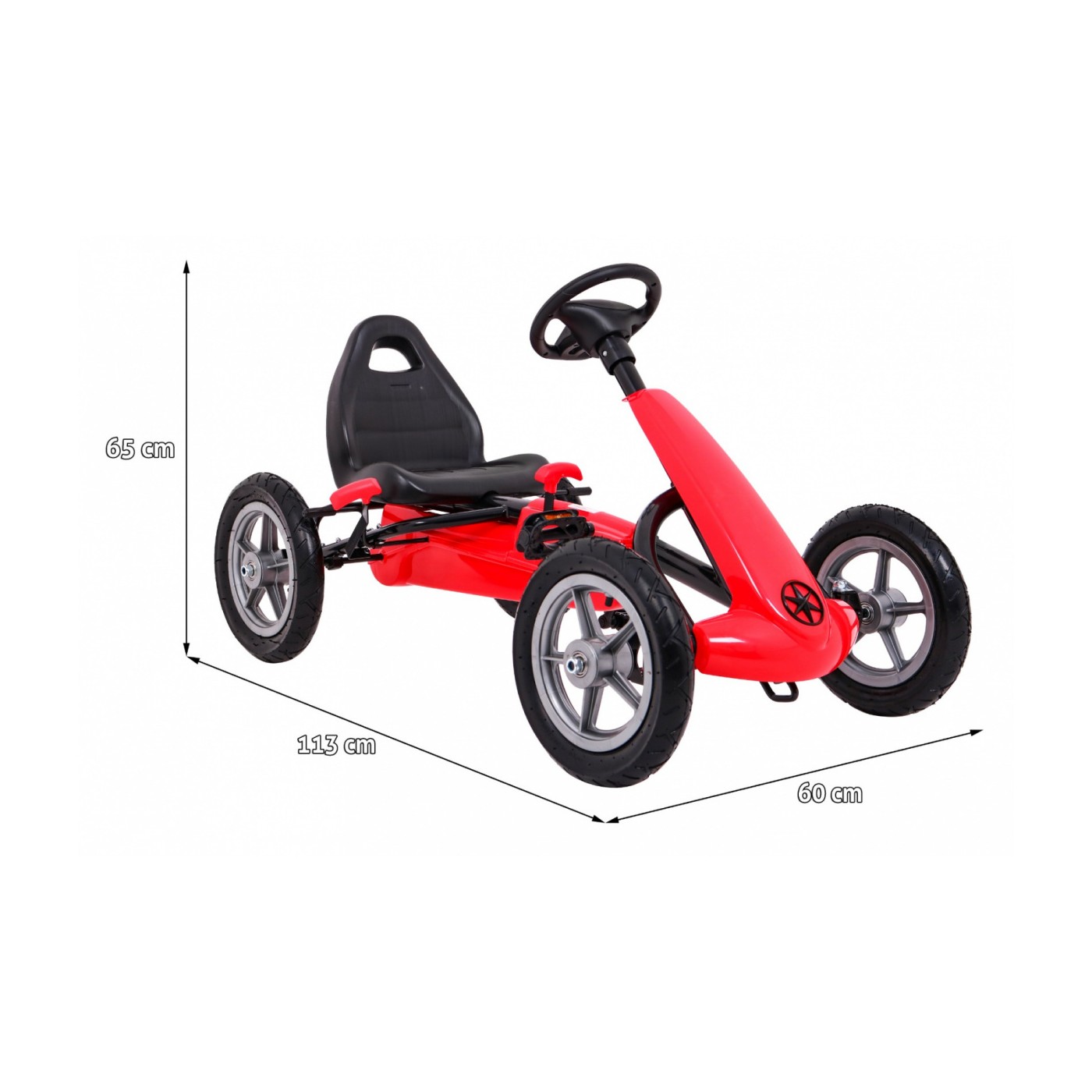 Motokára STAR na pedále pre deti 3+ Červená + Regulácia sedadla + Nafukovacie kolesá