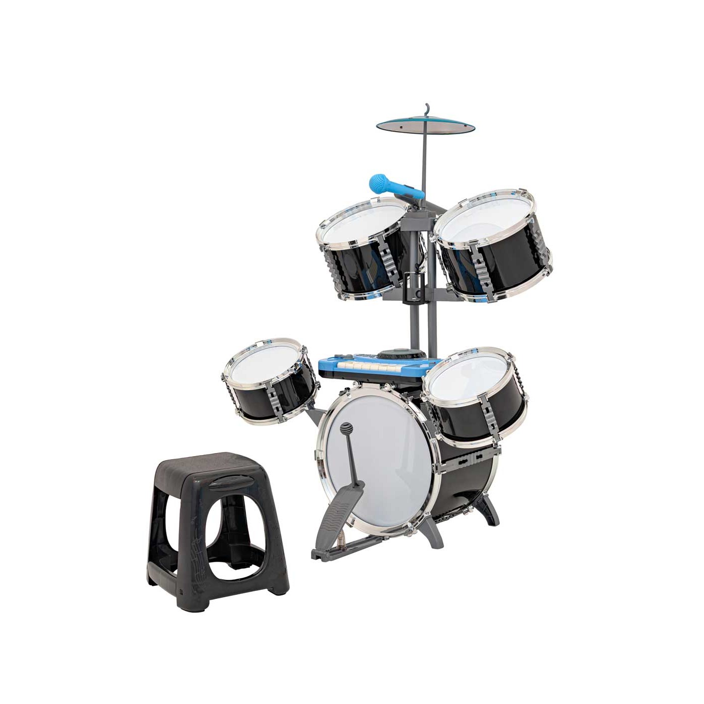 Obrovská súprava bicích s klávesnicou v čiernej farbe