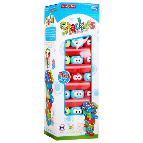 Zručnostná hra Dženga Junior pre deti 3+ Kolísavá veža z kociek + Farebné hranolčeky + Hracia kocka