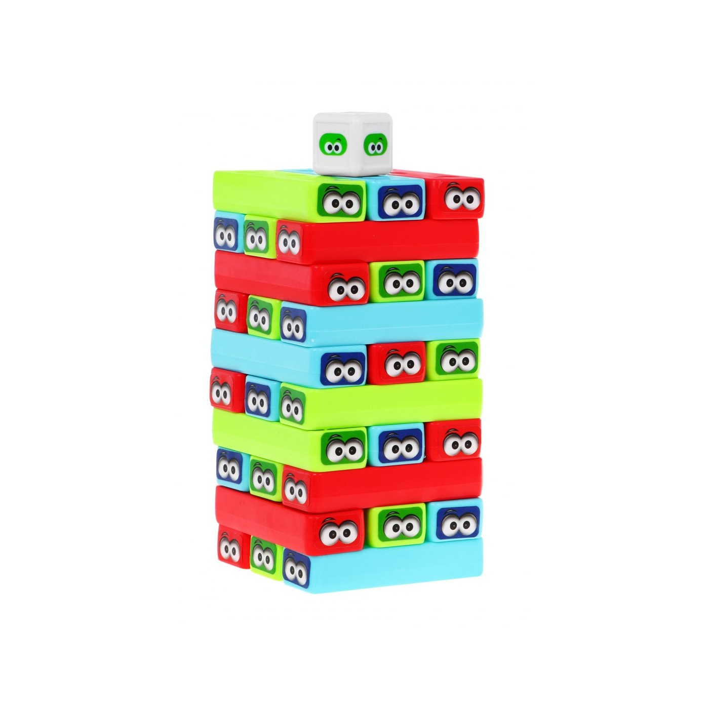 Zručnostná hra Dženga Mini pre deti 3+ Stavanie veže + 30 farebných kociek + Hracia kocka
